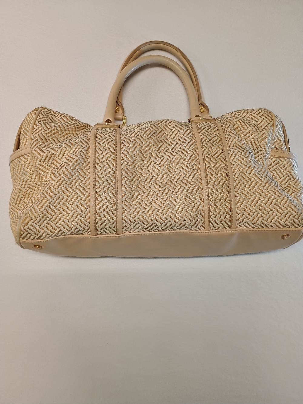 Tory Burch Vintage Woven Beige Weekend Duffel Bag - Unbranded